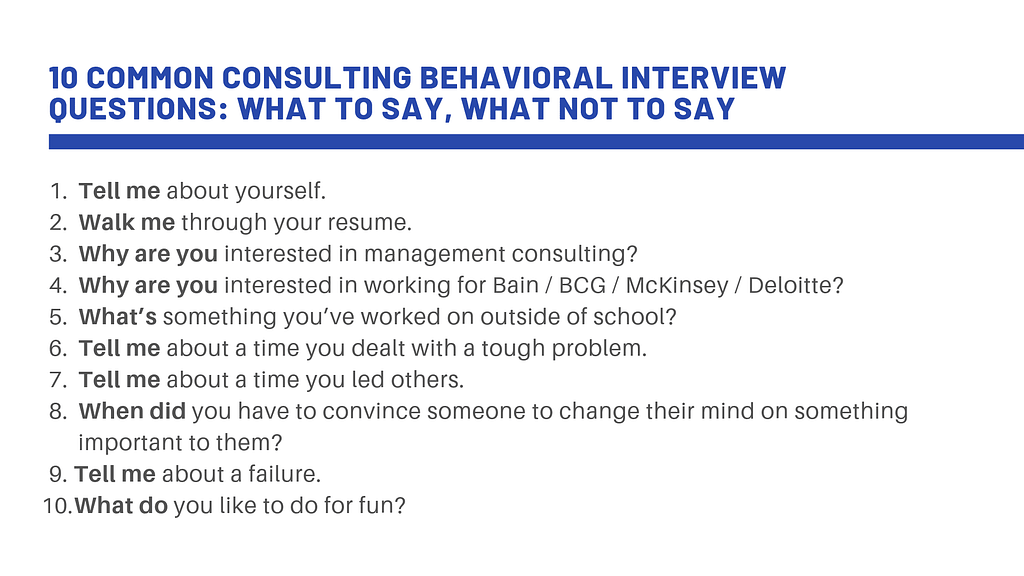 Consulting Behavioral Interviews – 10 Questions to Prepare For